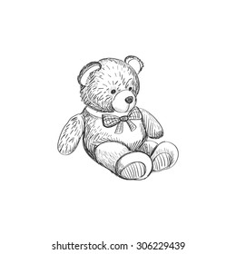 Doodle Teddy bear isolated on white background, excellent vector illustration, EPS 10
