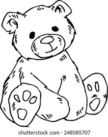 Doodle Teddy bear, vector illustration 
