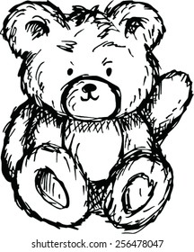 Doodle  Teddy bear, vector illustration 