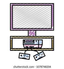 doodle television with videogame console with controller technology