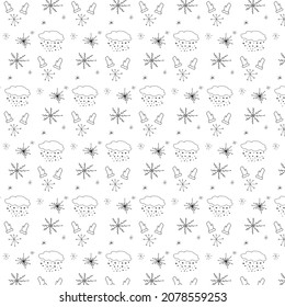 Plantilla de Doodle. Invierno. Nieve.