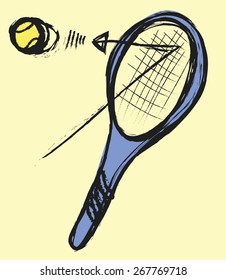 doodle Tennis Racket and Ball