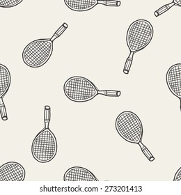 Doodle Tennis racket seamless pattern background