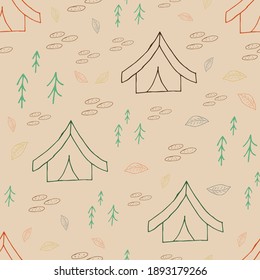 Tienda Doodle sin costura. fondo dibujado a mano. Ilustración del vector