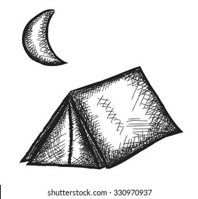 doodle tent, vector illustration icon