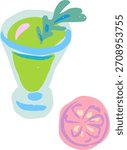 Doodle Tequila Glass with Grapefruit Slice Decoration