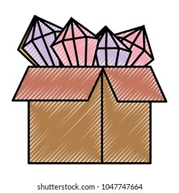 doodle tetrahedron graphic shape inside box package