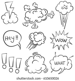 Doodle of text balloon hand drawn style