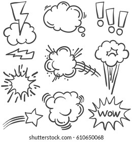 Doodle of text balloon set style