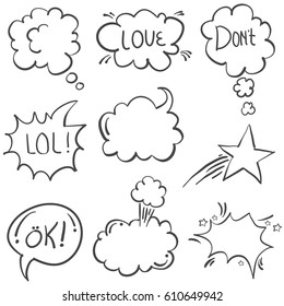 Doodle of text balloon with white background