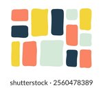 Doodle text box. Hand drawn bubble shapes and frames Kids color text shape. Organic child free form. Abstract square speech blobs for dialog. Simple set for bullet journal with punctuation marks for