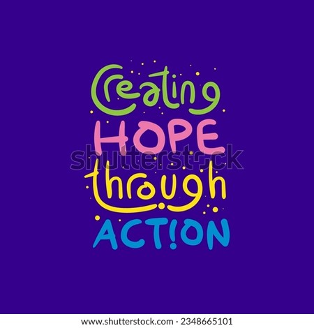 doodle text creating hope through action quote