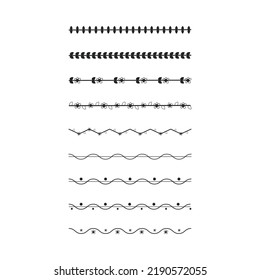 Diferentes de texto de garabatos. La mano dibujó la división. Conjunto de líneas vectoriales. 
