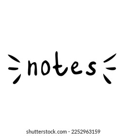 The doodle text "notes" can be used as a title or sticker for a diary