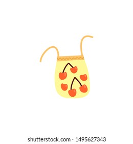 Doodle textile produce bag or carry sack for berries, fruits and vegetables isolated on white background.