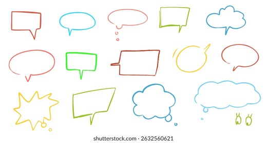 Doodle texture color pencil - balloon, hand-drawn simple cute vector set