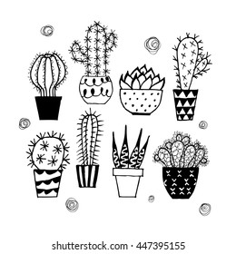 Doodle textured cactuses.