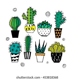 Doodle textured cactuses.