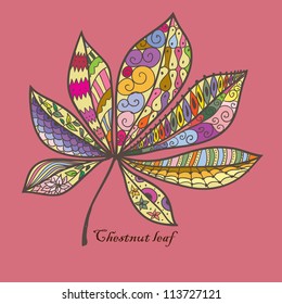 Doodle textured chestnut leaf.