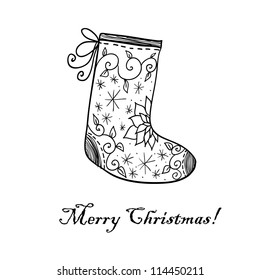 Doodle textured Christmas sock.
