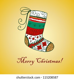 Doodle textured Christmas sock.