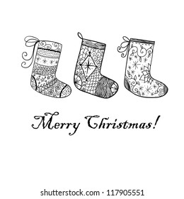 Doodle textured Christmas socks.