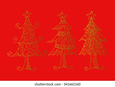 Doodle textured Christmas trees
