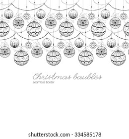 Doodle textured decorations. Seamless border.