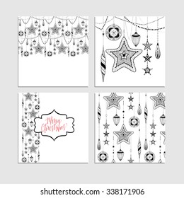 Doodle textured decorations set.