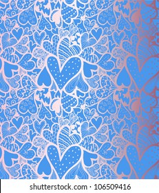 Doodle textured hearts seamless pattern.