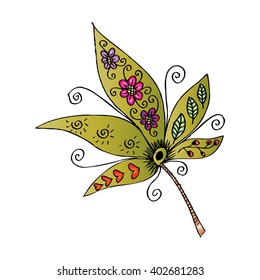 Doodle textured leaf