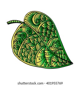 Doodle textured leaf background