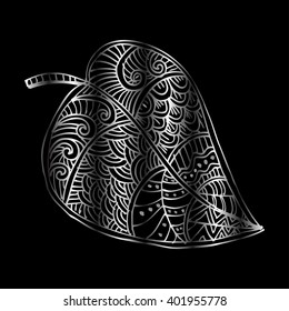 Doodle textured leaf background