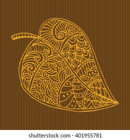 Doodle textured leaf background