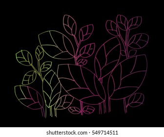 Doodle textured leaf background. Hand drawing illustration. Decorative style