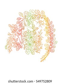 
Doodle textured leaf background. Hand drawing illustration