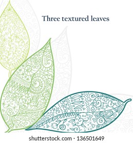 Doodle textured leaves background