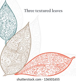 Doodle textured leaves background
