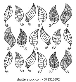 Doodle textured leaves pattern