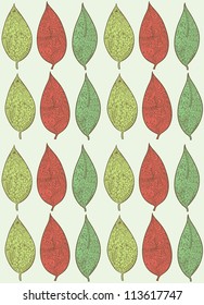 Doodle textured leaves seamless pattern.