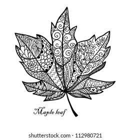 Doodle textured maple leaf.