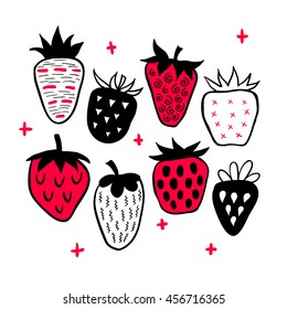 Doodle textured strawberries.