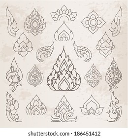 Doodle Thai arts pattern and  design elements and page decoration - lots of useful elements to embellish your layout, Vector illustrator