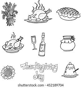 Doodle of Thanksgiving element food vector art illustration