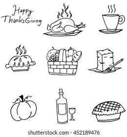 Doodle of Thanksgiving element party vector with hand draw