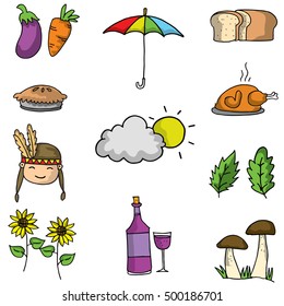 Doodle of thanksgiving element set vector art