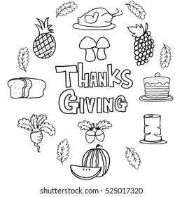 Doodle of thanksgiving element style vector illustration