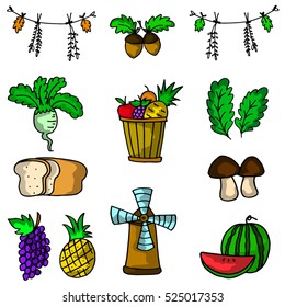 Doodle of thanksgiving fruit set vector art