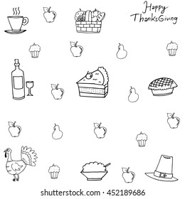 Doodle of Thanksgiving with hand draw for kids