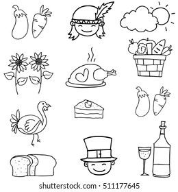 Doodle of thanksgiving hand draw object vector art